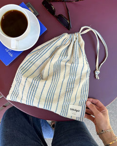 KNITTER'S STRING BAG - STRIPED SEERSUCKER